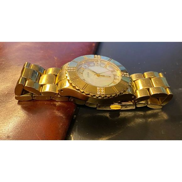 Women's Rose Gold Tone Guess Watch, G10581L, MOP Face, Crystal Accent - Picture 3 of 4